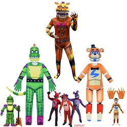 아이들을위한 FNAF 할로윈 의상 5 박 Freddyed Jumpsuit Cosplay Nightmare Bonnie Fnaf Freddy Anime Kid를위한 크리스마스 선물