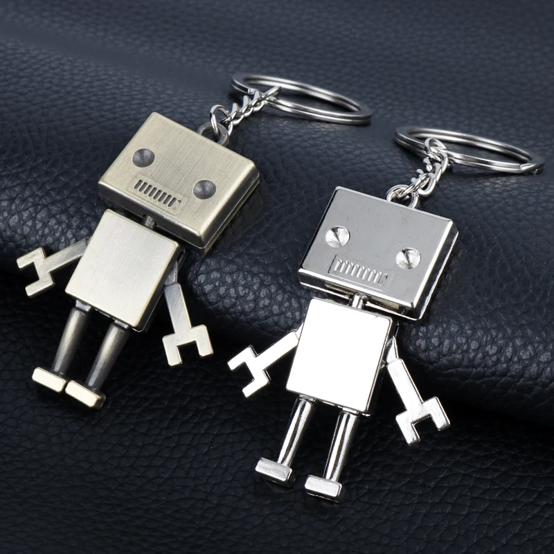 Vintage Robot Keychain Creative Arms Legs Movable Metal Alloy Badge Pendant Keyring Jewelry Gift For Man Women Key Accessories