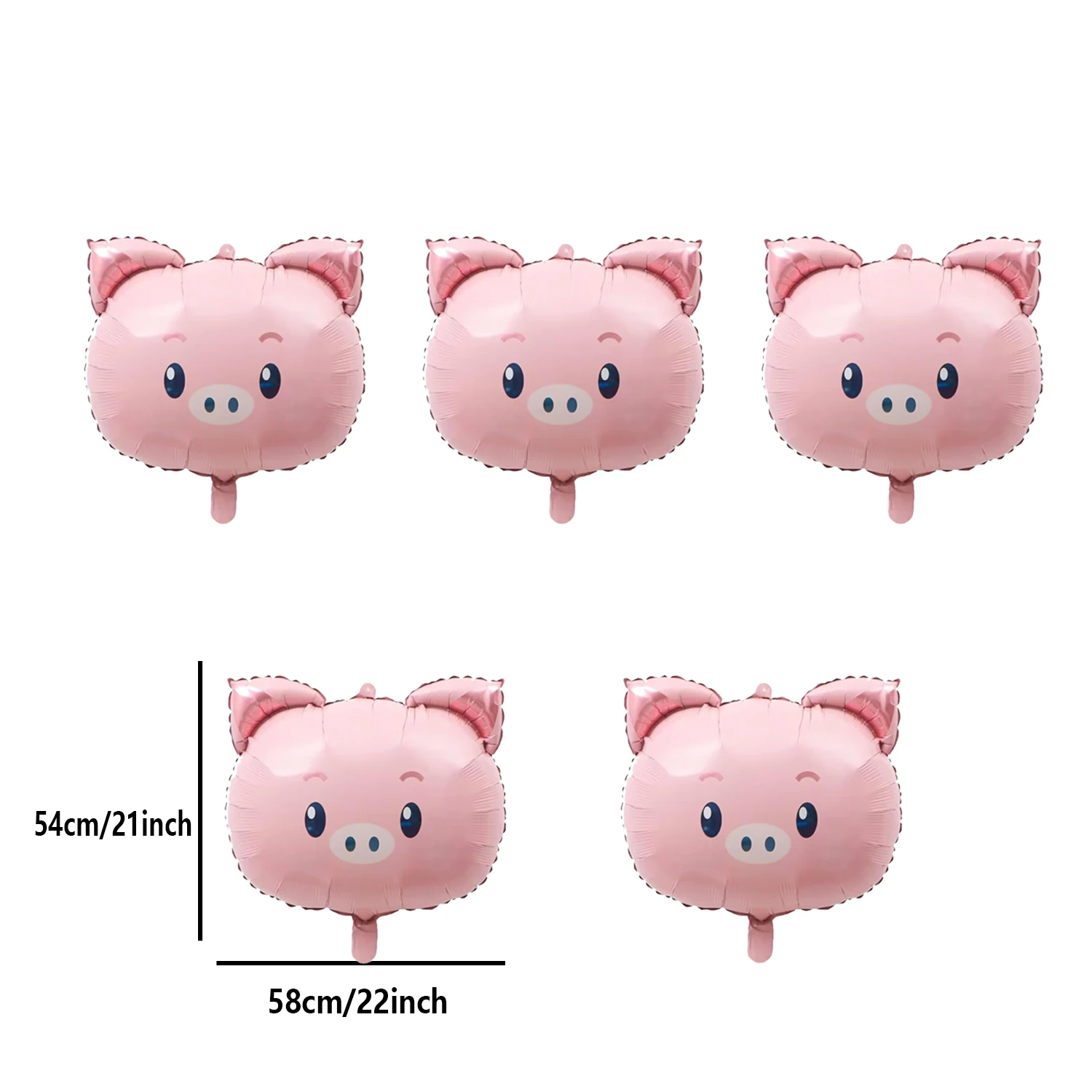 5 sztuk balonów z folii aluminiowej w wersji Q z głową świni, odpowiednich do dekoracji urodzinowych na przyjęcie z okazji baby shower z motywem zoo w dżungli — zdjęcie 7