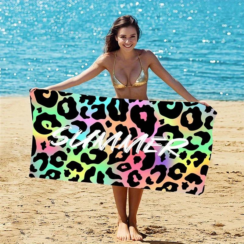 

Beach Towel Summer Leopard Print Towel Patterned Sunscreen And Windproof Suitable For Swimming Pool Camping Travel Blanket