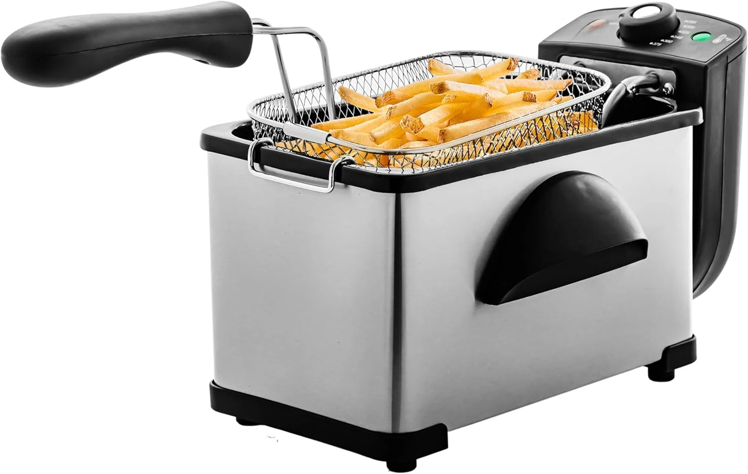 Filter, Adjustable Temperature, Removable Frying Basket and Easy to Clean Stainless Steel Body, Silver FDM2201BR