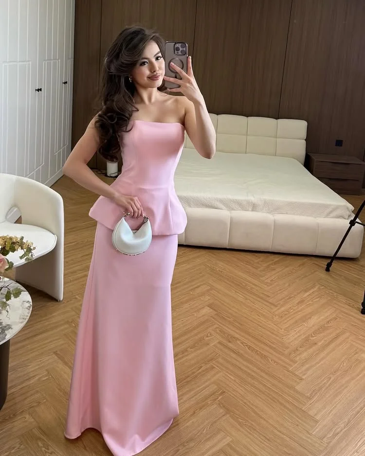여자를위한 핑크 댄스 파티 드레스 저녁 파티 가운 카울 넥 민소매 맞춤형 공식 행사 Vestidos Para Mujer 2025