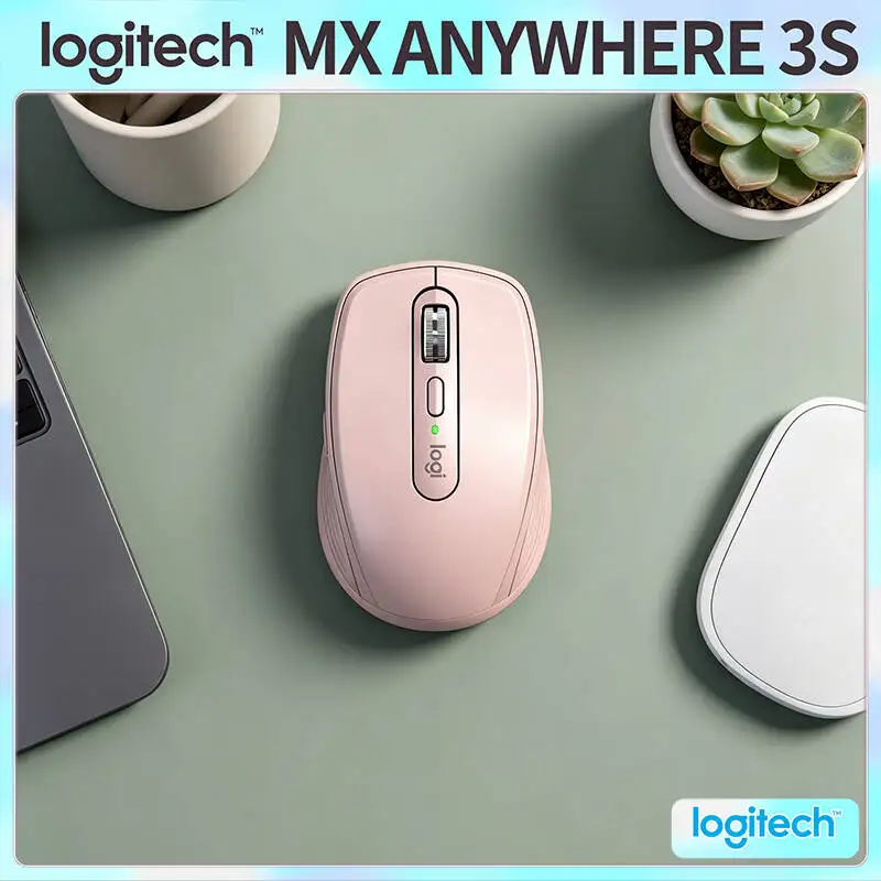 Logitech MX Anywhere 3S Office Mouse - 8K DPI Glass Tracking, Hyper-Scroll, Silent Click, USB-C Charging for Home Work
