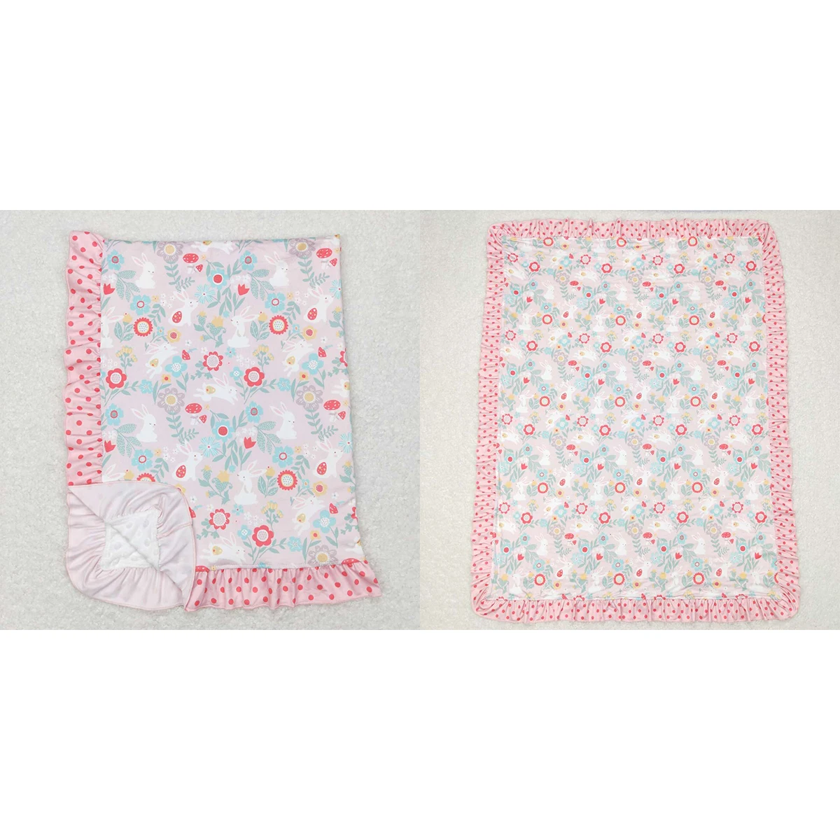 

Wholesale Classic Easter Baby Boys Girls Newborn Flower Rabbit Blanket Swaddle Soft Tent Plaid Pink High Quality Boutique