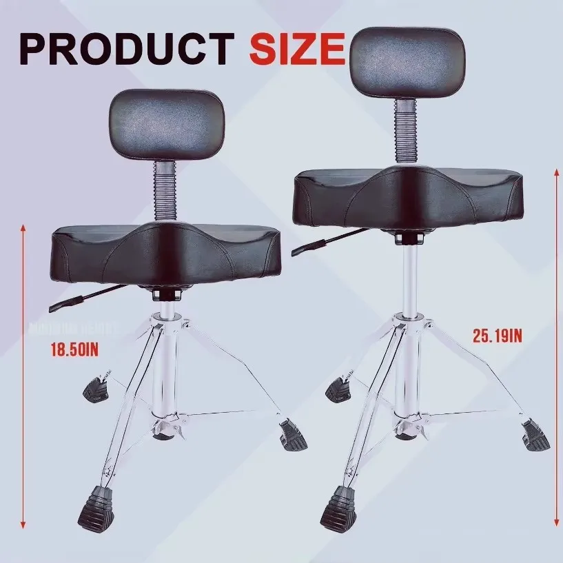 Drum Stool Drum Chair Professional Drum Stool Has Adjustable Hydraulic Height and Can Rotate with Thick Padding and a Backrest