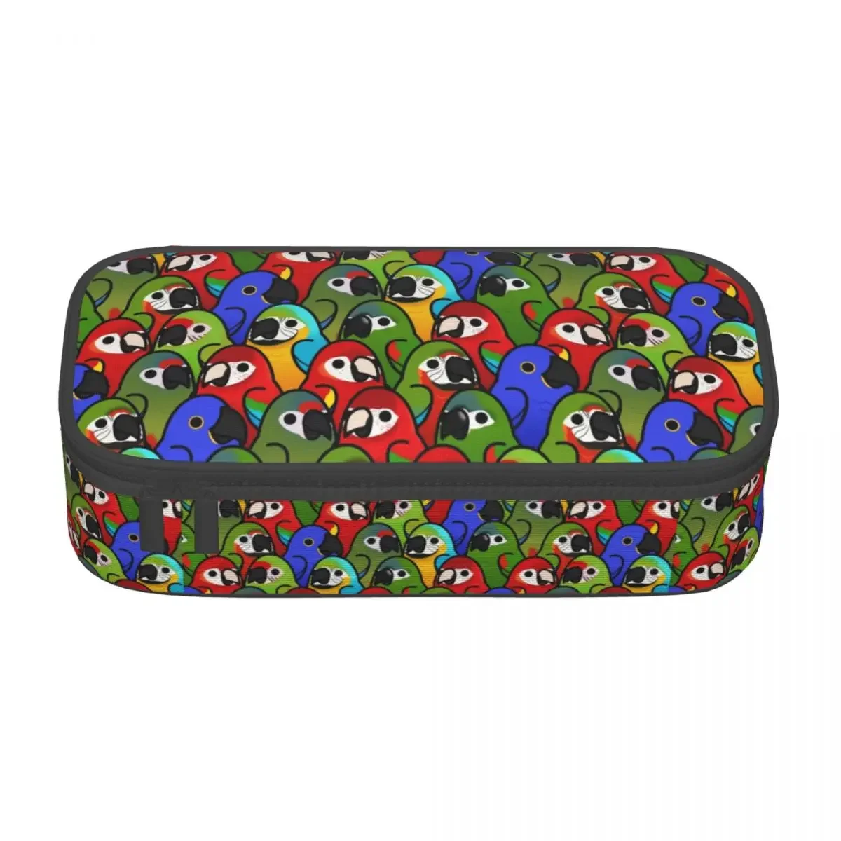 Custom Kawaii Macaw Squad Pencil Cases for Boy Girl Large Capacity Parrot Birds Pencil Pouch Stationery