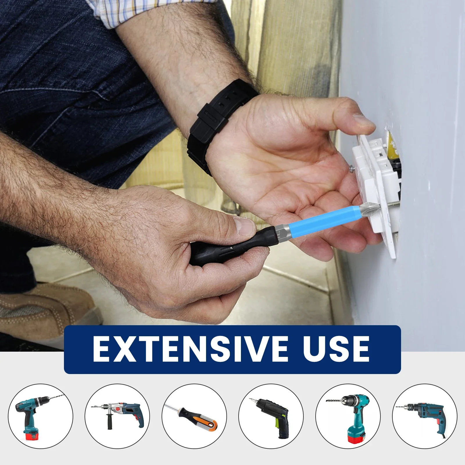 ชุดดอกไขควงแบบกันลื่น 16 ชิ้น 7 ขนาดต่างกัน หัวไขควงแม่เหล็กสำหรับไขควงไฟฟ้า อุปกรณ์เสริมเครื่องมือไฟฟ้า