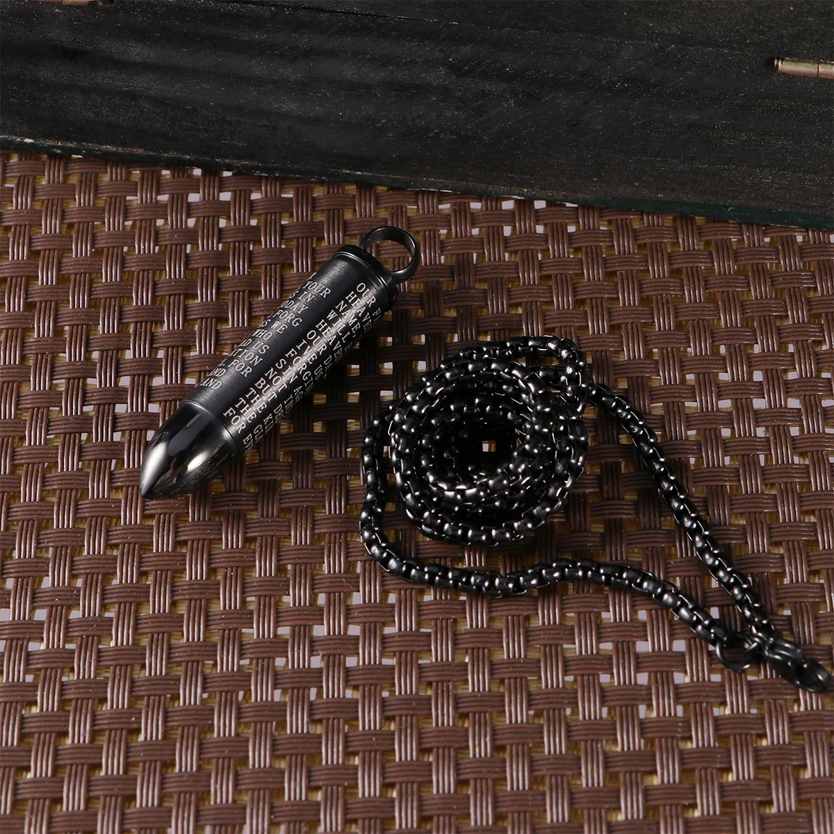 

Mens Fashion Stainless Steel Prayer Cross Pendant Black Unscrewable Necklace Memorial Keepsake Necklaces