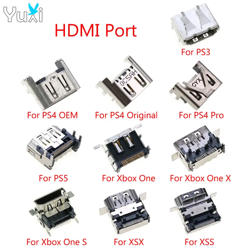 

YuXi 1pc For PS3 Slim 3K 4K for PS4 Pro PS5 HDMI-compatible Port Socket For Xbox One Series X S Host Interface Connector Jack