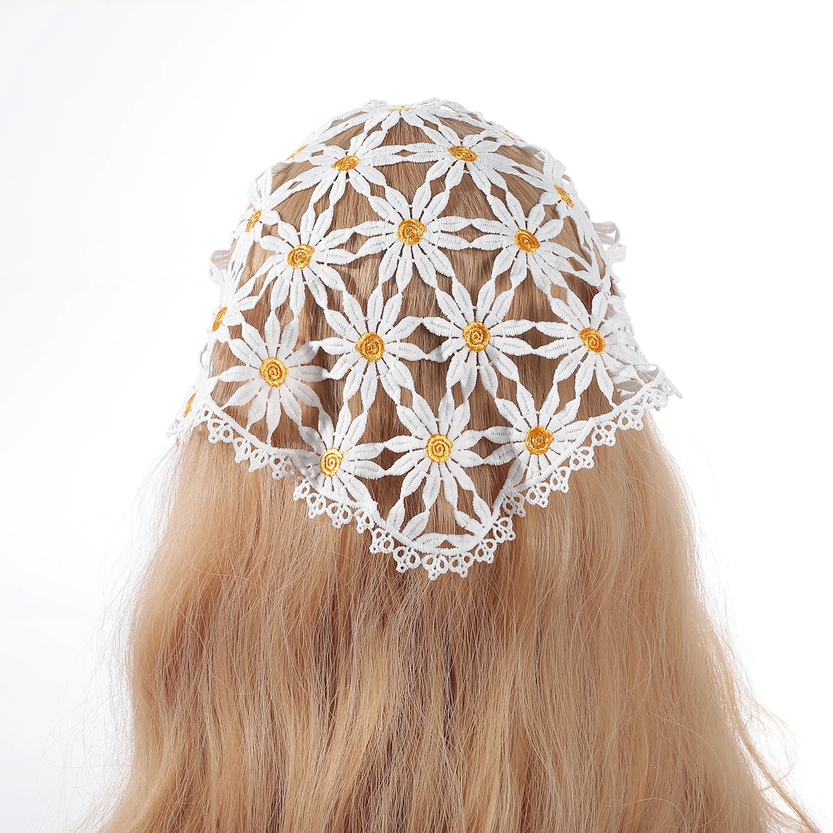 Knitted Triangle Scarf Headbands Women Hollow Little Daisy Flower Hair Band Turban Bandana Fashion Hair Accessories