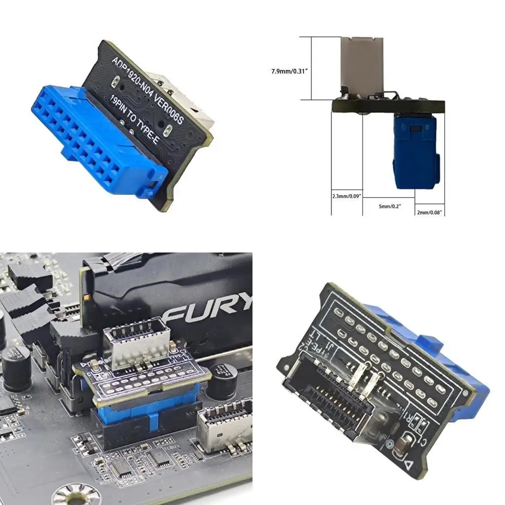 652F USB 19-контактный разъем на передней панели, разъем типа C 3.1, адаптер типа E, 20-19-контактный разъем на передней