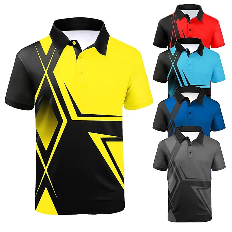 Polo de Golf con estampado geométrico para hombre, camiseta de manga corta, ropa de calle informal de gran tamaño, Top nuevo