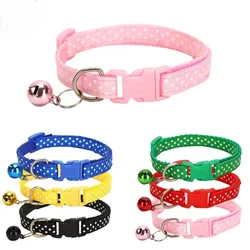 Pet Reflective Material Elastic Accessories Adjustable Security, Bell Dot Dog And Cat With Polka Dot Collar
