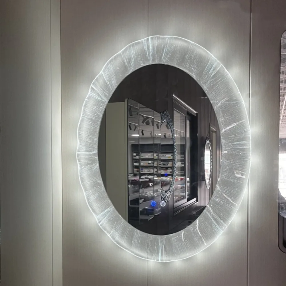 Customized smart bathroom mirror LED light with defogging hot melt glass mirror frame process Wall-mounted bathroom mirror