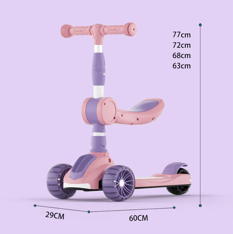 Children\'s Kick Scooter Folding Skateboard Kids Adjustable Height Flashing Light 3 Wheels Foot Scooters Boy Girl Scooter Gifts