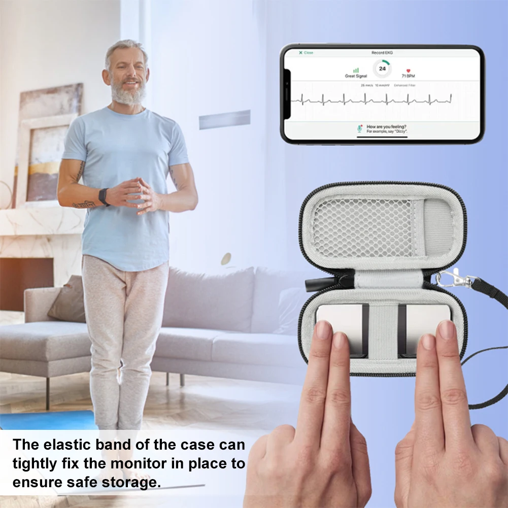 حافظة مراقبة القلب من النايلون حقيبة تخزين محمولة مع جيب شبكي حافظة تخزين واقية لـ AliveCor Kardia/KardiaMobile 6L EKG