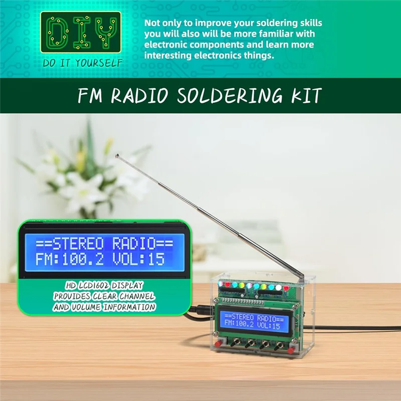 

M16K-FM Radio Kit DIY Soldering Projects Radio For Learning Teaching STEM Education Ideal Gift For Family And Friends