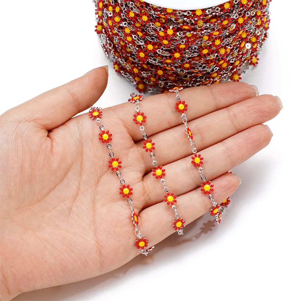 1meter/lot Colorful Little Daisy Copper Chain Bracelet Necklace Chain For DIY Anklet Findings Jewelry Making Accessories image 3