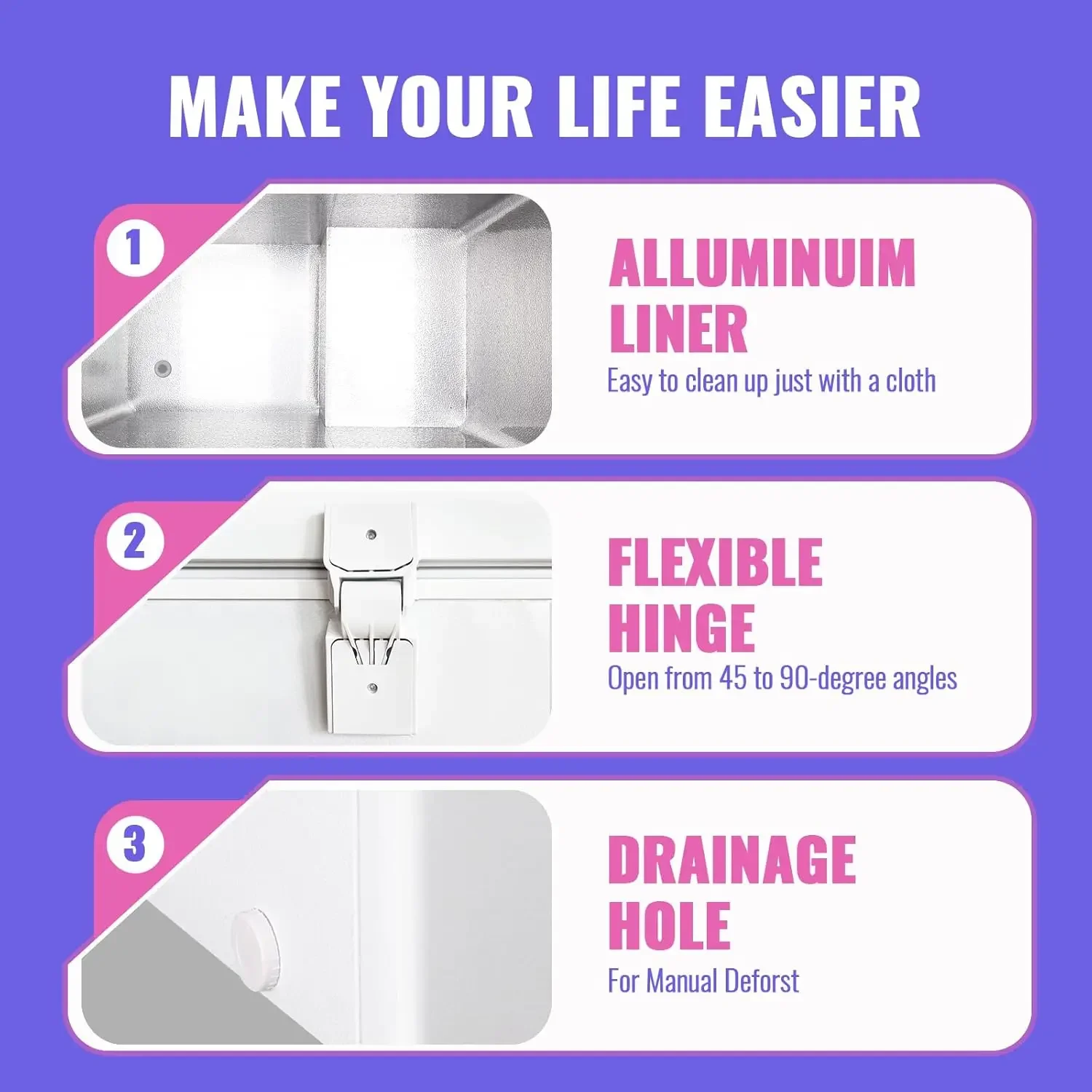 Freezer 5.0Cubic Feet with Intelligent Temperature Control(-15°F to 41°F), Deep Freezer with TWO Hanging Baskets and Side Defros