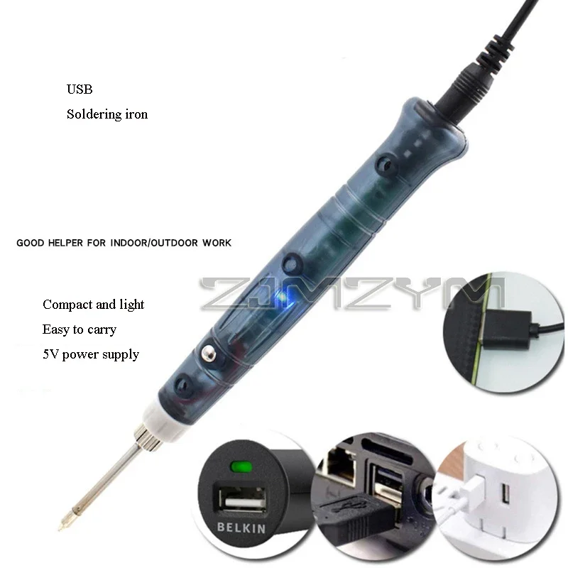 Portable USB Soldering Iron Professional Electric Heating Repair Tools With Indicator Light Handle Welding Gun Mini Electric Pen