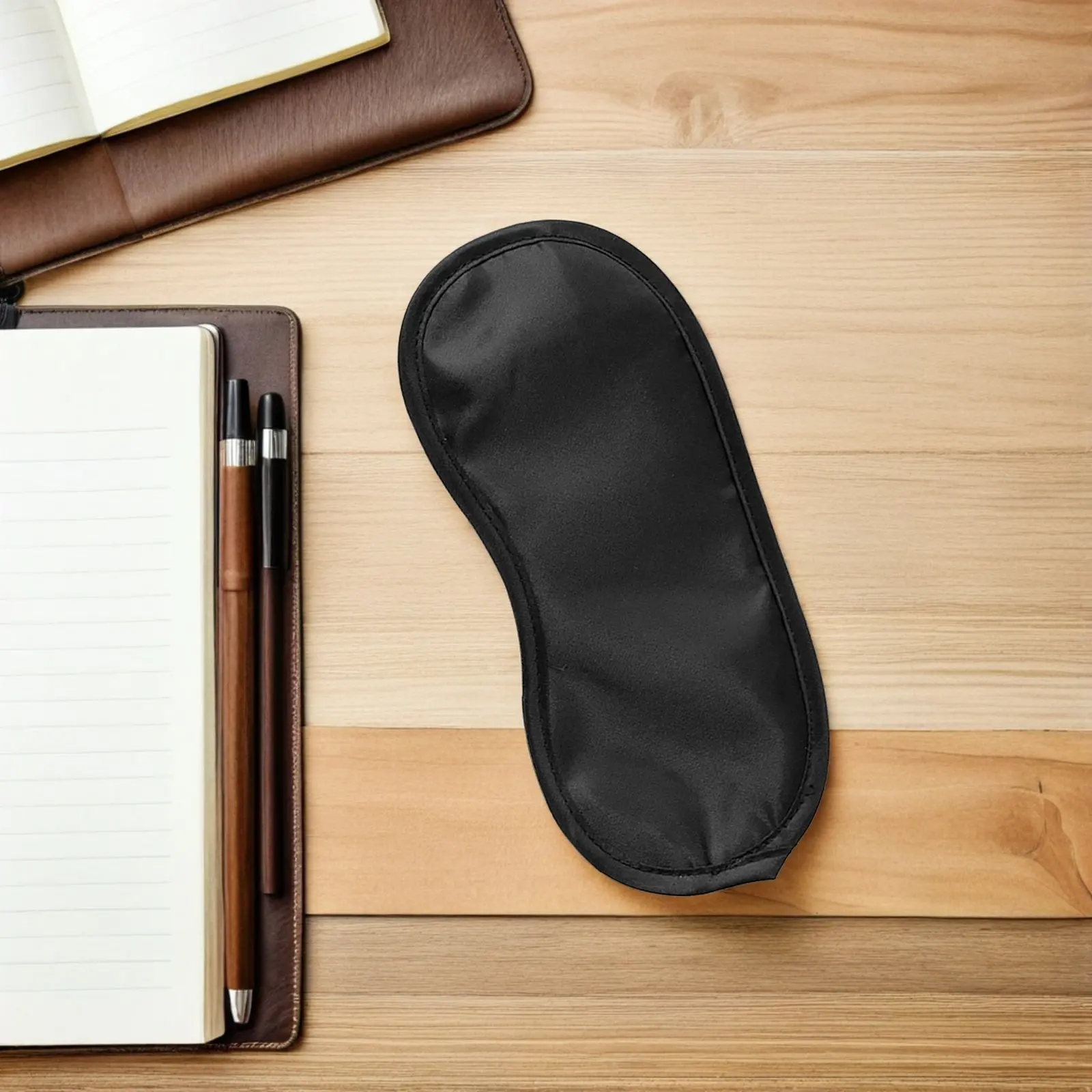 Sleep Eye Mask Black Polyester Fabric Lightweight Breathable Eye Shade for Travel Home Hotel Meeting Train Eyeshade
