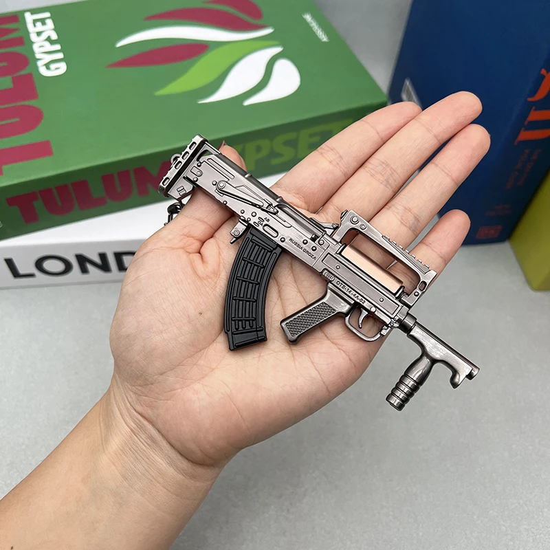 GROZA Assault Rifle Replica - PUBG 1:6 Metal Collectible | Zinc Alloy AirDrop Weapon Model & Tactical Enamel Finish Keychain Toy