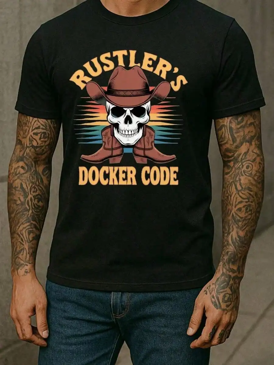 Men's Rustler's Docker Code Skull-Shirt-% Cotton-Shirt