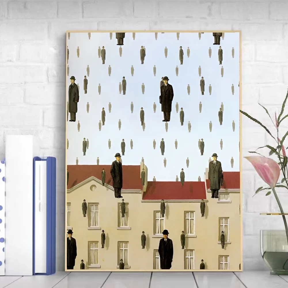 Cute art painting Rene Magritte Poster Self-adhesive Art Poster Retro Kraft Paper Sticker DIY Room Bar Cafe Vintage Decorative