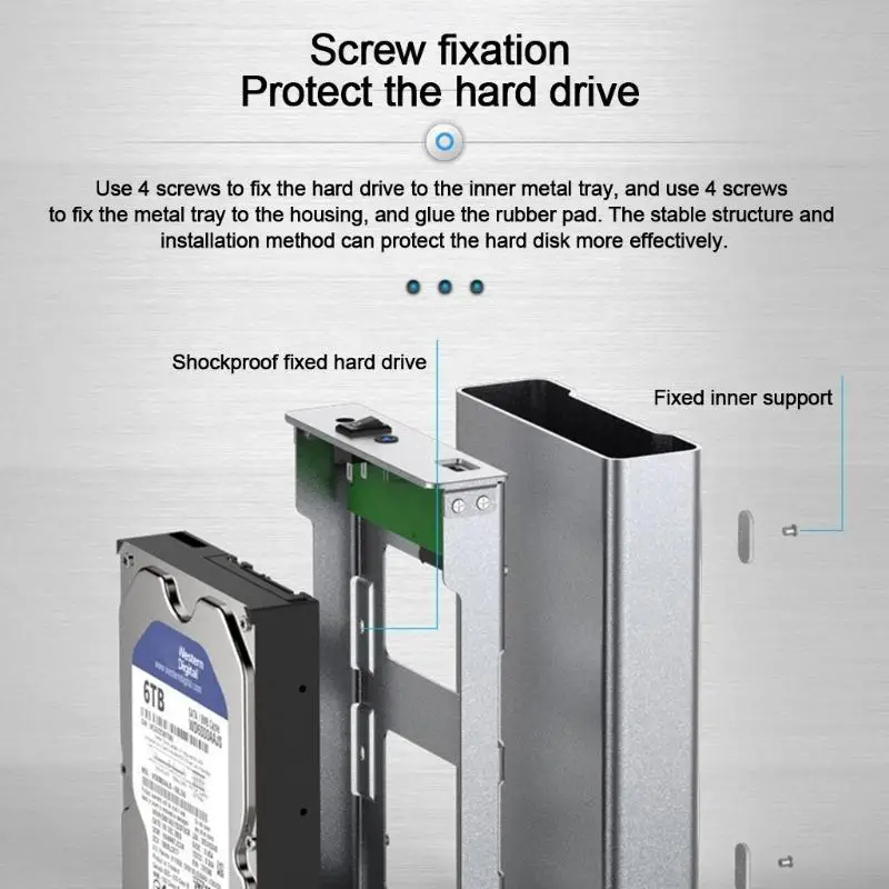 

B0KF Blueendless 3.5'' Hard Disk Enclosure Usb3.0/Type-C Desktop Hard Disk Storage Box Aluminum Alloy