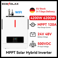 ECGSOLAX 4200W 6200W Solar Hybrid Inverter 24V 48V 230Vac Off-grid Solar Inverter With 120A MPPT Charging Controller Max PV 500V