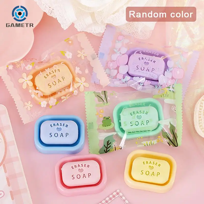 1pc Cute Soap Erasers Student Stationery Girls Candy Color Rubber Cute School Supplies Mini Pencil Eraser Teacher Gift