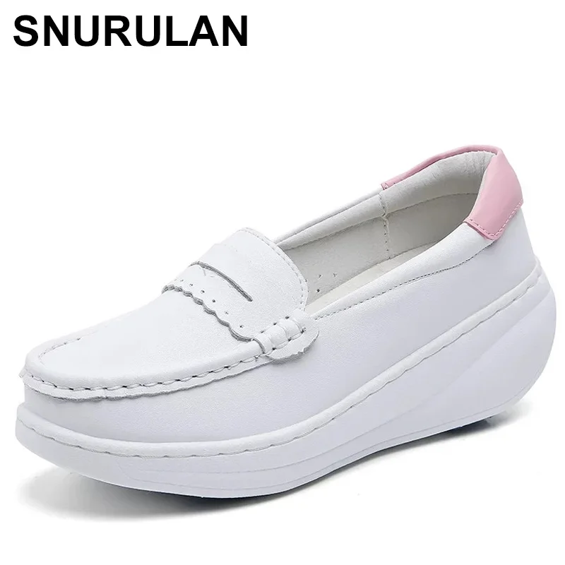 SNURULANWhite Pink Nurses Sneakers Slip On Women Shoes Lightweight Female Casual Shoe Comfortable Ladies Walking Tennis Big Size