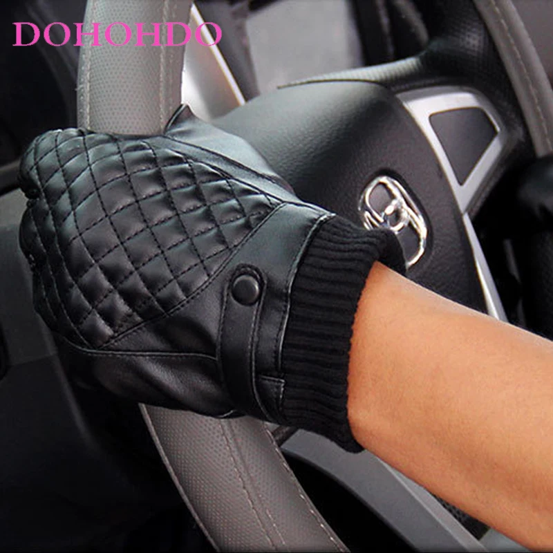 قفازات الخريف والشتاء الرجال قفازات جلدية Pu قفازات شاشة اللمس الرياضة في الهواء الطلق الدفء الدراجات قفازات سوداء Guantes Para Motos #3