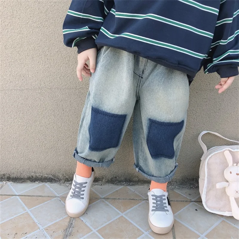 

Spring Autumn Baby's Teenagers Sport High Quality Children's Clothing Girls Jeans Long Trousers Kids Pants Cotton 2025 Retro
