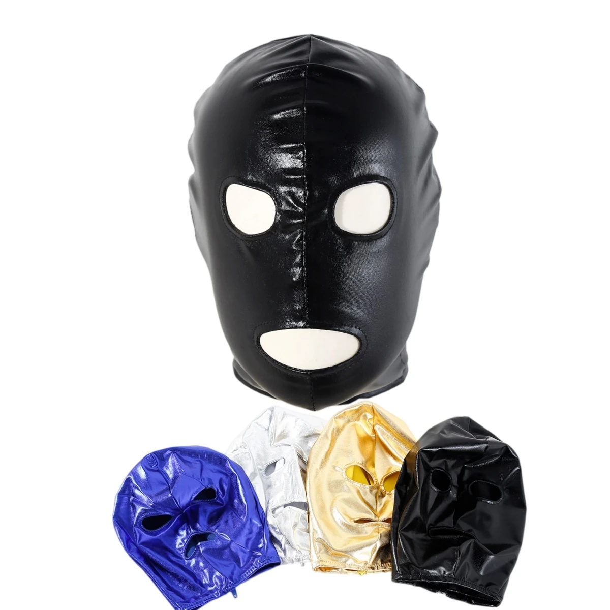  Fetish Cosplay Mask Soft Glossy Leather Full Cover Hood with Zipper Anime Halloween Party Costume Props Stage Performance Mask