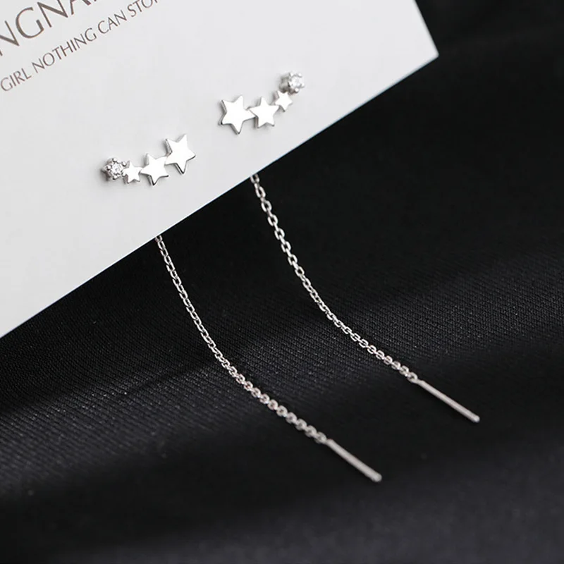 Simple Star Tassel Earrings Two-Tone Gold Silver Design Fashion Accessories for Daily Office Wear