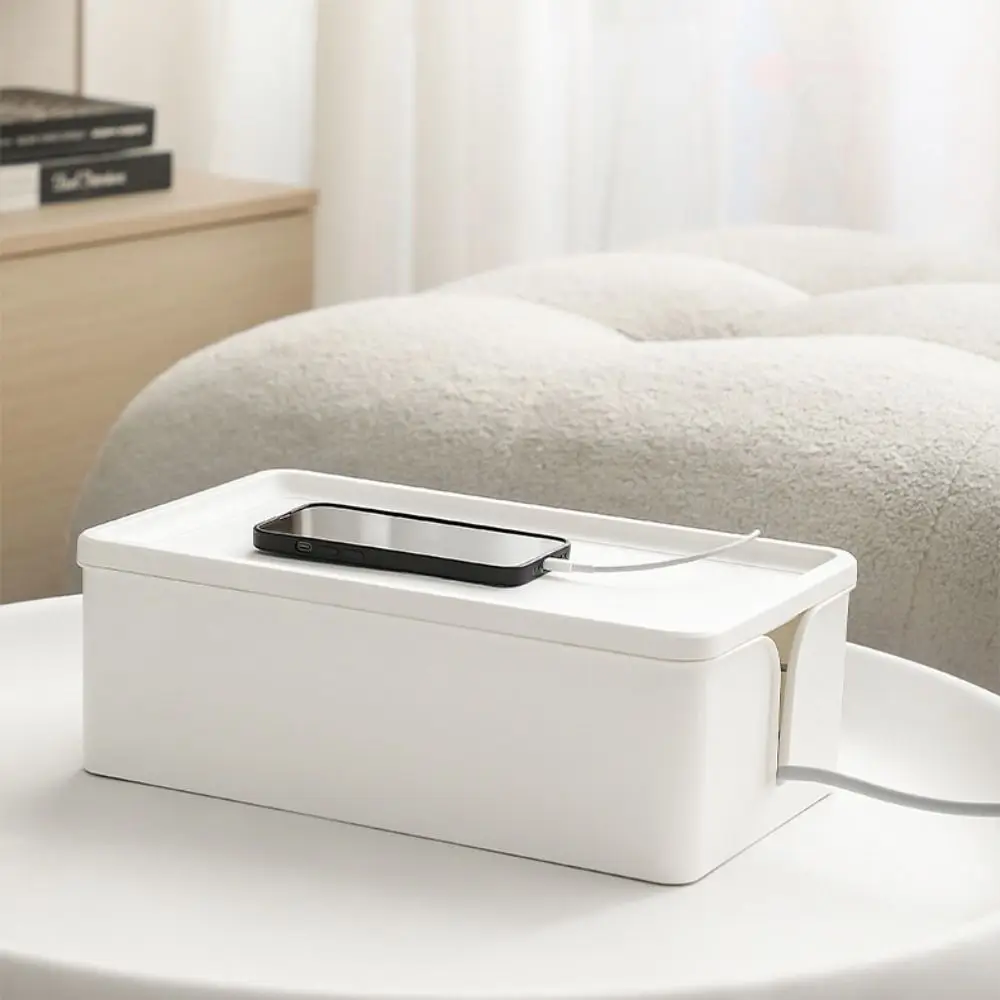 Charger Socket Cable Storage Box Storage Bin Anti-Dust Power Strip Case Home Office Network Line Wire Management Organizer
