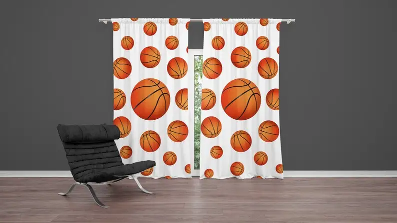 

3D Basketball Curtain: Monogram Nursery, Gamer Room Decor
