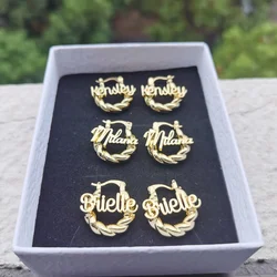 LeeChee Personalization Mini Twist Hoop Kids Custom Name Earrings For Baby Small Hoop Earring Kids Gift