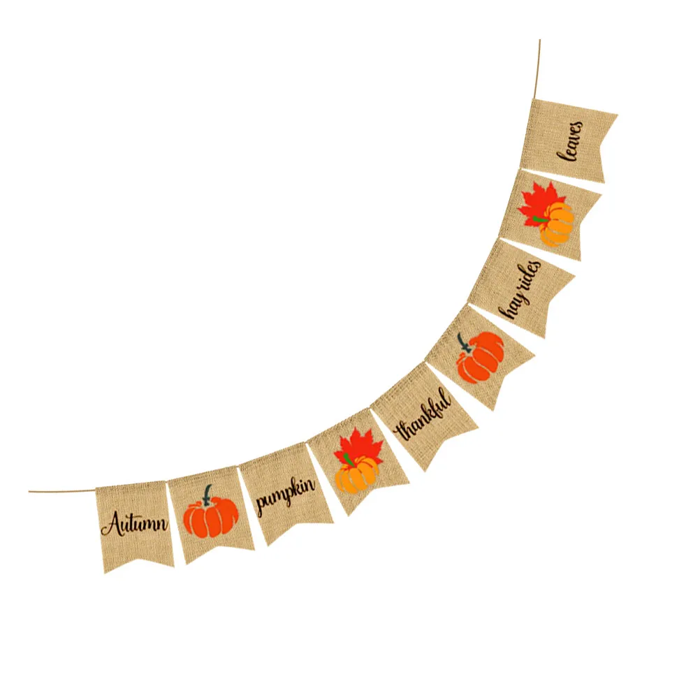 

Thanksgiving Party Banner Linen Decoration Swallowtail Bunting Supplies Festive Decor Reusable Storage Easy Fold