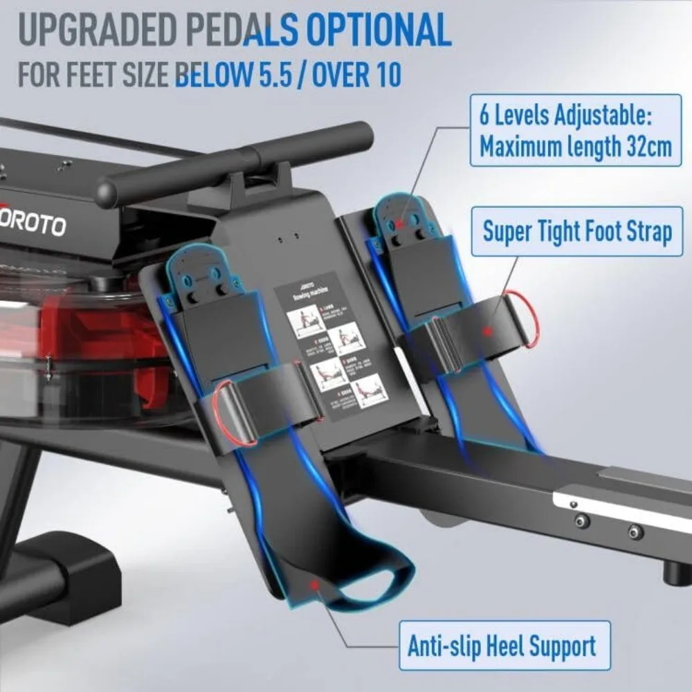 MR23 Water Rowing Machine para uso doméstico, 300 Lbs Max Weight Capacity, Rower Machine com função Bluetooth, Suporte para iPad