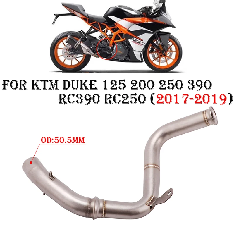 

Надевается для KTM 125 200 250 390 DUKE RC390 RC 250 2017 2018 2019 мотоциклетная выхлопная труба среднего звена, глушитель 51 мм, система