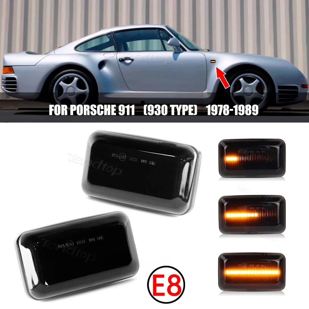 2pcs Flashing LED Side Markers Turn Signal Light  Dynamic Amber Lights For Audi A6 S6 100 C3 C4 200 80 90 B2/B3/B4 Cabriolet