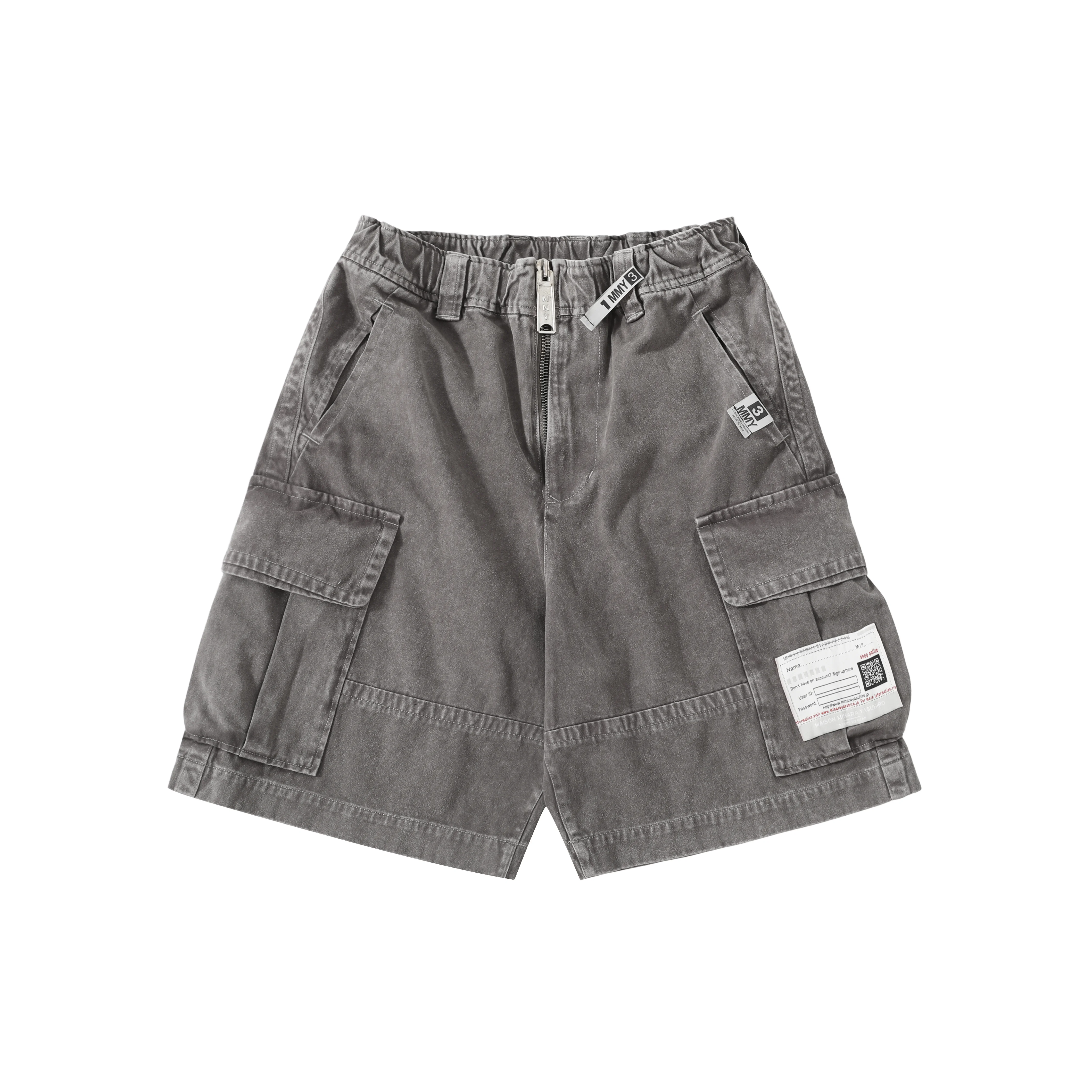 Vintage Washed Patchwork Cargo Shorts European American Street Multi Pocket Loose Workwear Shorts Unisex Men Women