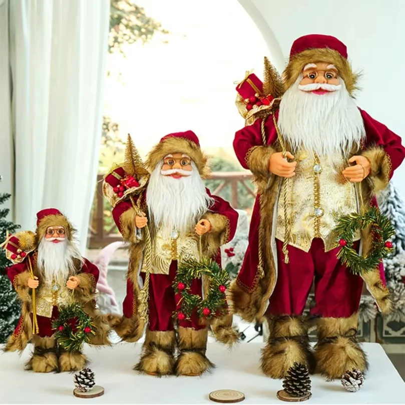 Santa Claus Doll Height 30cm New Year 2023 Christmas Decorations For Home Children's Gifts Window Ornaments Navidad