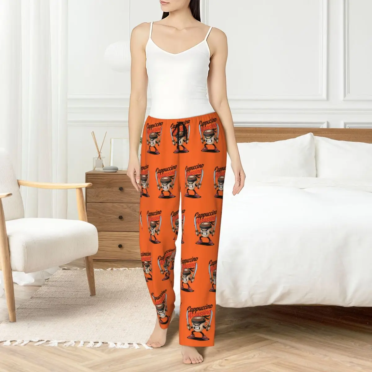 Pantalon de pyjama cerveau italien personnalisé, vêtements de nuit pour femmes, ceinture élastique, animaux de dessin animé, bas de salon de sommeil avec poches