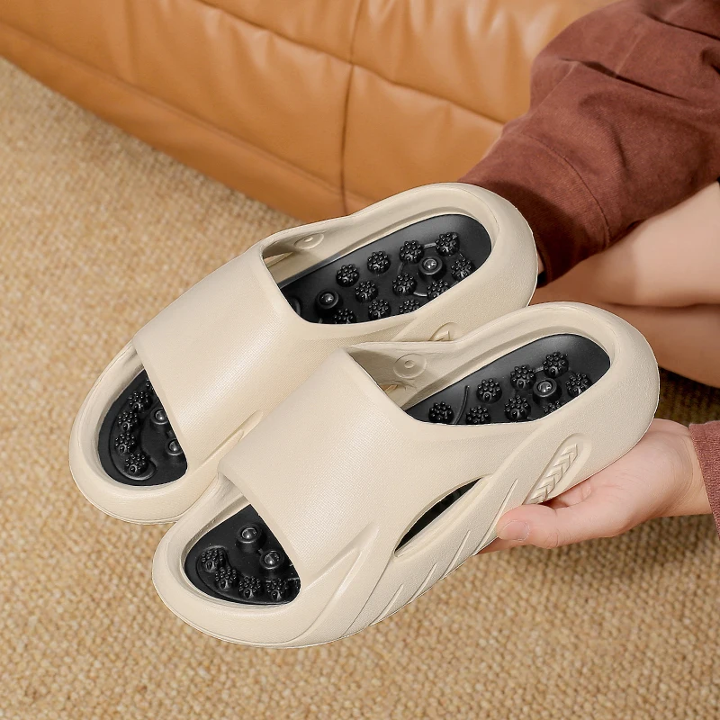Couple's Beach Slippers, Non-Slip and Waterproof, Magnetic Acupressure Massage, Thick-Soled, Soft and Elastic, Eva Material, Summer