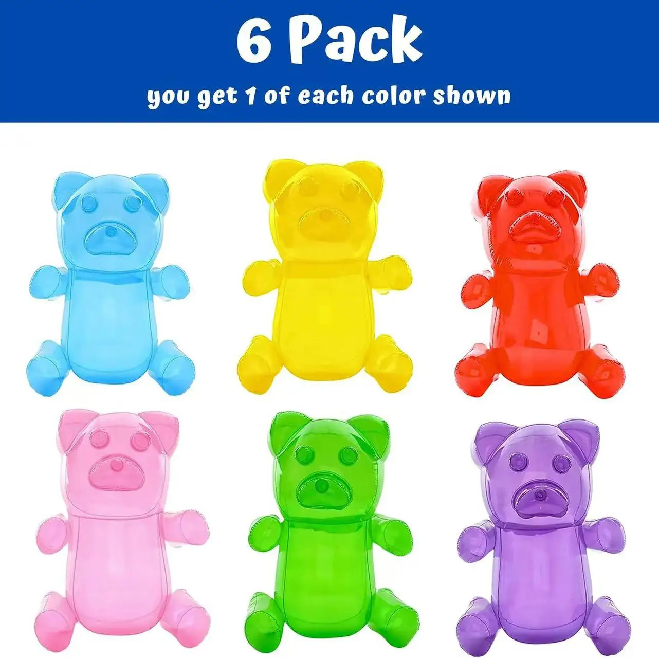 60cm Large Cute Inflatable Eraser Bear Doll Novelty Transparent PVC Animal Candy Toys Birthday Party Carnival Event Kids Gifts