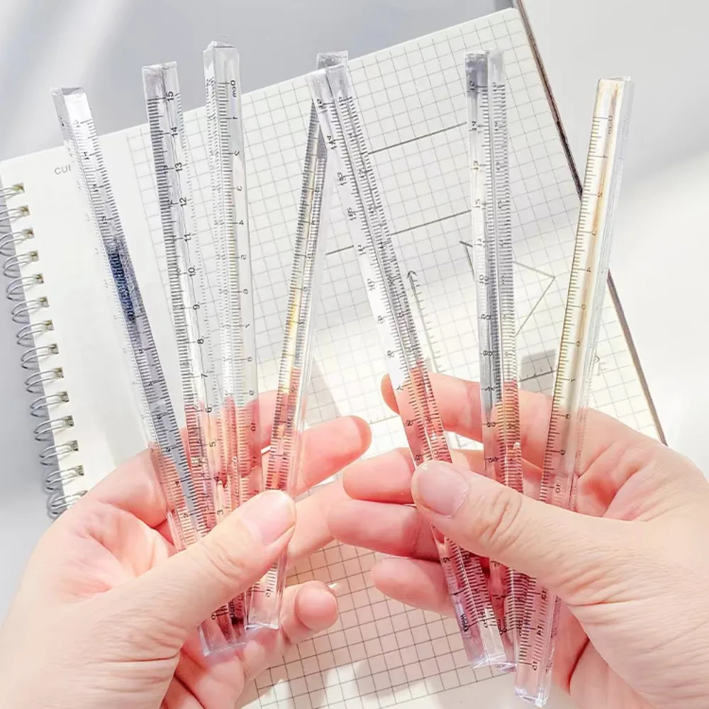 Transparent Triangular Straight Ruler Plastic Pocket Engineer 20cm Scale Ruler Stationery Students Home Office School Supplies
