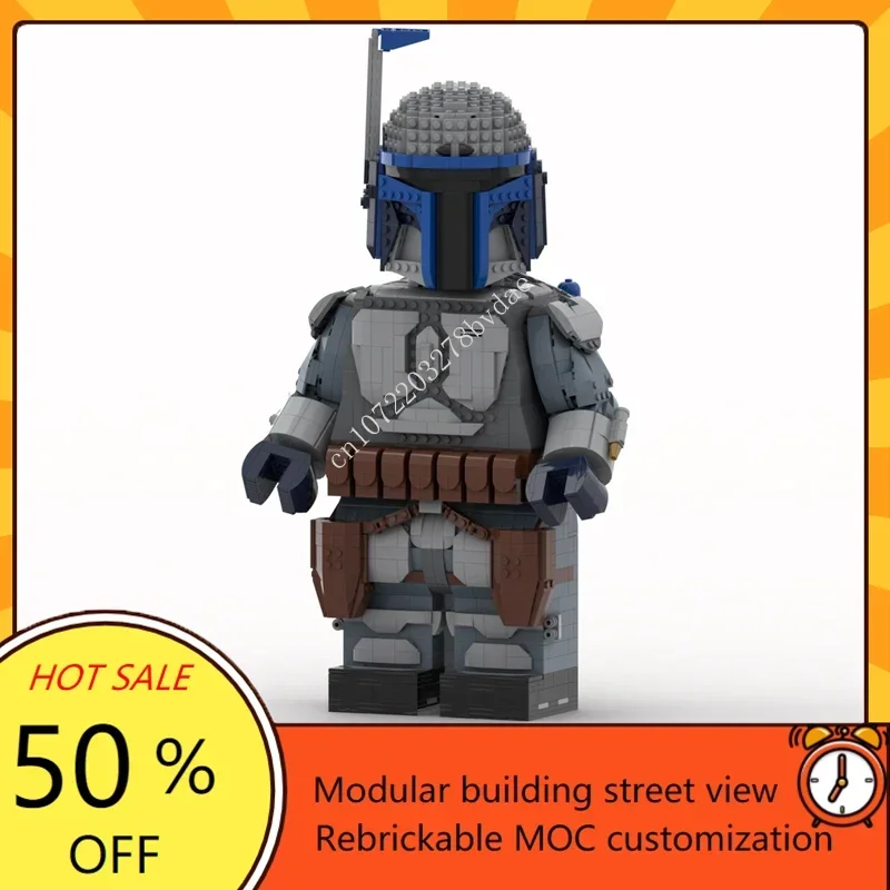 MOC Space Battle Helmets Series Jango Fett Mega Figure Model Building Blocks Technology Bricks Creative Assembly Toys Kids Gifts